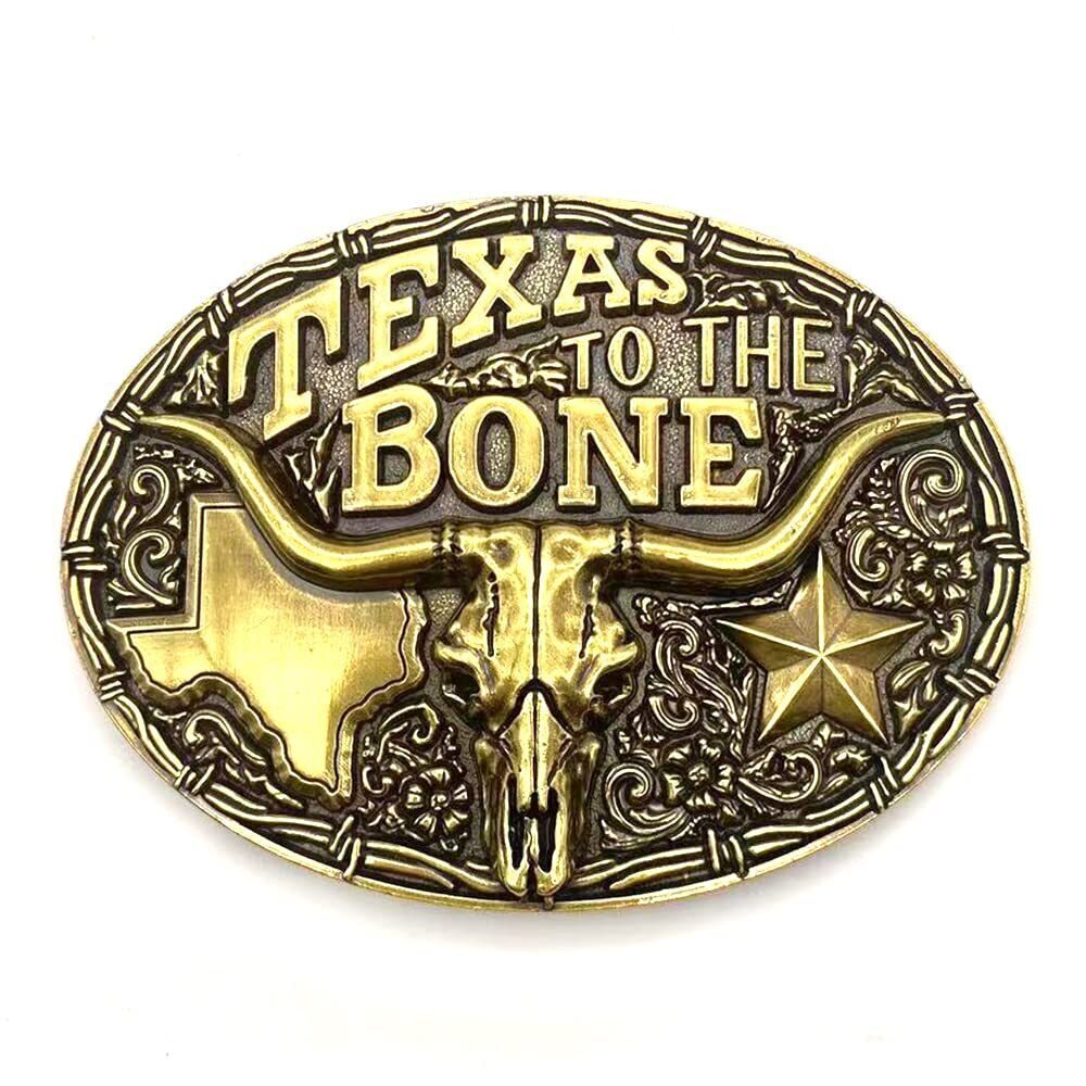 4230 Texas Longhorn Belt Buckle Western Cowboy Retro Cool Oval Large Bull
